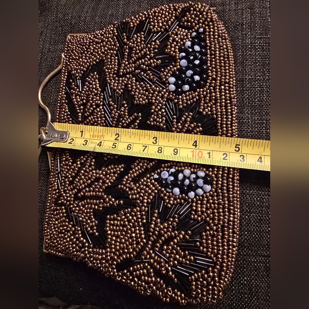 Chic Hand Beaded Clutch in Brown and Black